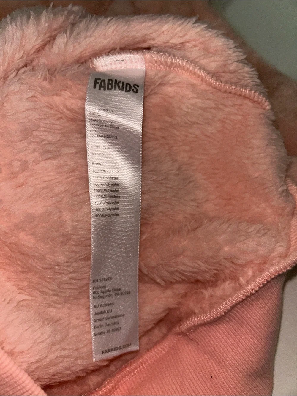 fabkids Plush Blush Pink Fuzzy Hoodie